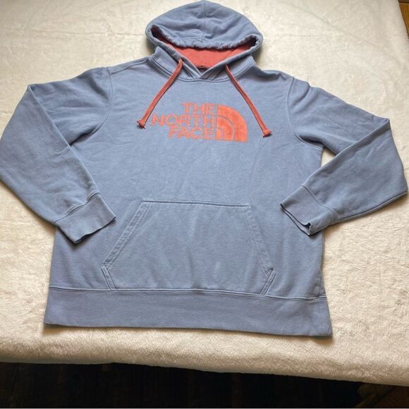The North Face Light Blue Graphic Hooded Sweatshirt Size Medium - Picture 1 of 13